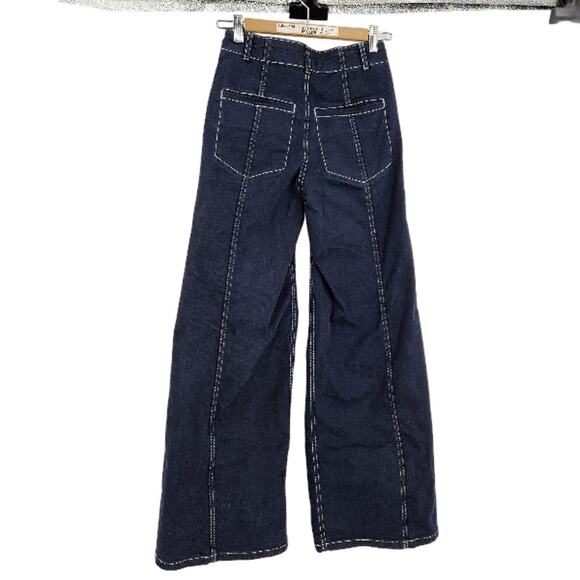 Maeve The Delaney Jeans Dark Blue Clean-Seamed High-Rise Wide-Leg Denim Size 24 - Picture 6 of 6